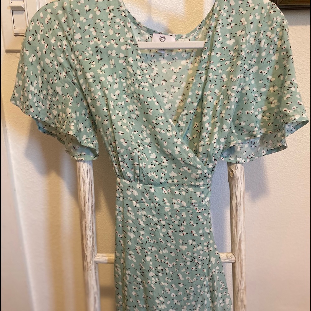 Petal and Pup Mint Wrap Dress with Flutter Sleeve